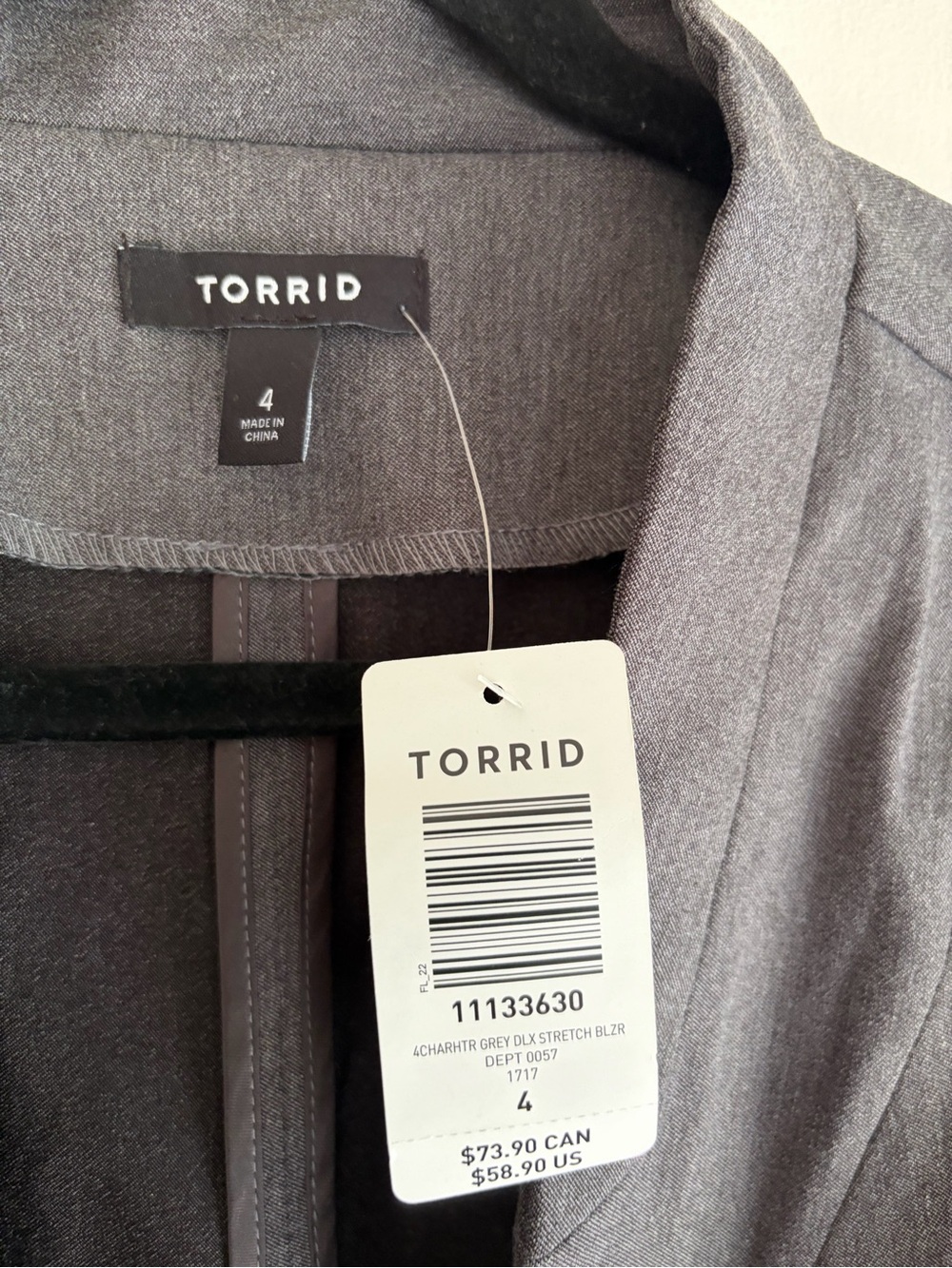 NWT Torrid Charcoal Gray Gathered Sleeve Open Blazer Size 4 - Picture 5 of 5